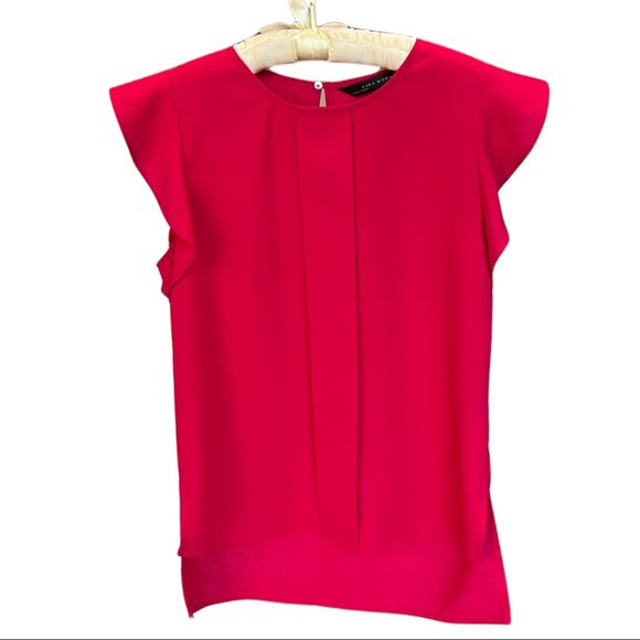 Zara Tops - ZARA woman bright pink sleeveless ruffled blouse|lightweight|small